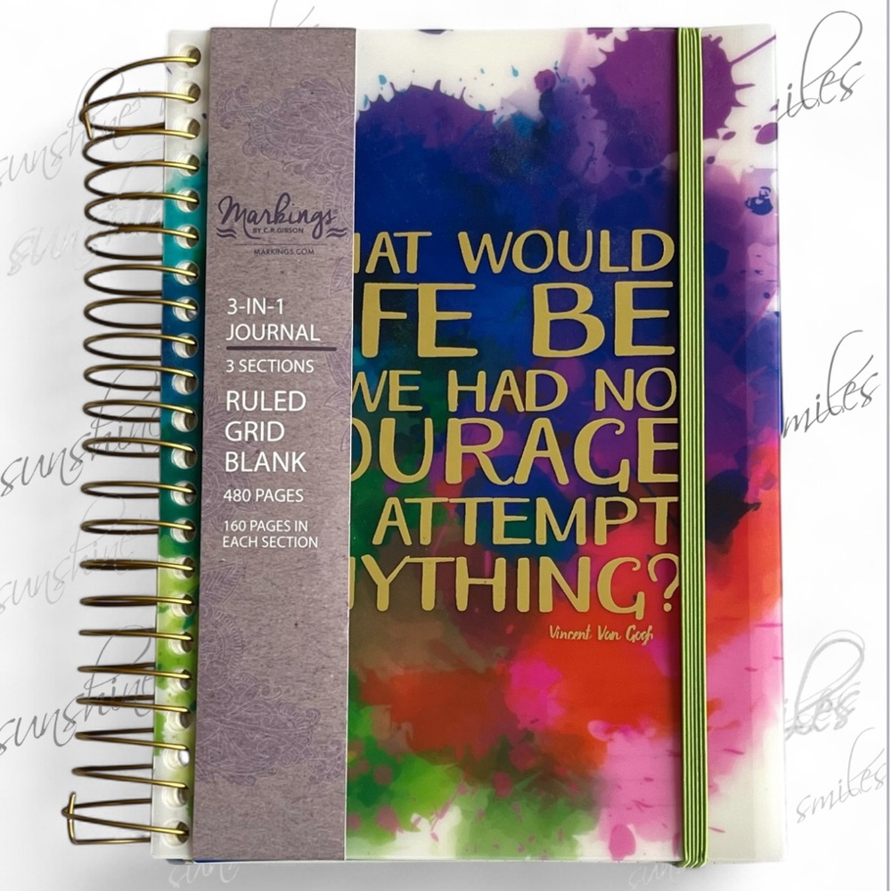 MARKINGS 🎁 C.R. Gibson 3-in-1 Spiral Notebook Journal RULED GRID BLANK 480 pages